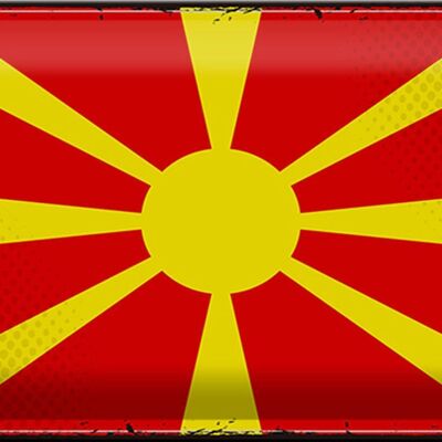 Drapeau en étain de la Macédoine, 30x20cm, drapeau rétro de la Macédoine