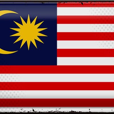 Targa in metallo Bandiera Malesia 30x20 cm Bandiera retrò della Malesia