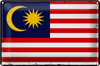 Drapeau en étain de la Malaisie, 30x20cm, drapeau rétro de la Malaisie 1