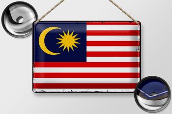 Drapeau en étain de la Malaisie, 30x20cm, drapeau rétro de la Malaisie 2