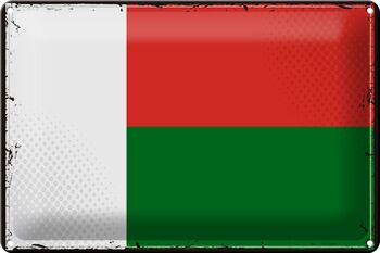 Signe en étain drapeau Madagascar 30x20cm rétro Madagascar 1