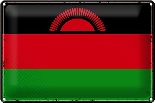 Blechschild Flagge Malawi 30x20cm Retro Flag of Malawi