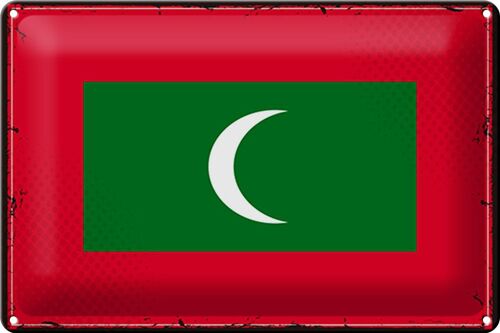 Blechschild Flagge Malediven 30x20cm Retro Flag Maldives