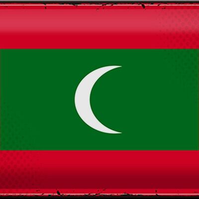 Cartel de chapa Bandera Maldivas 30x20cm Bandera Retro Maldivas