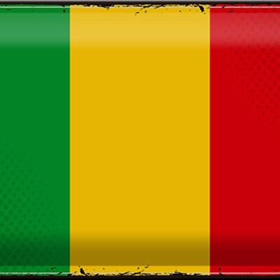 Signe en étain drapeau du Mali 30x20cm, drapeau rétro du Mali