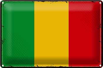 Signe en étain drapeau du Mali 30x20cm, drapeau rétro du Mali 1