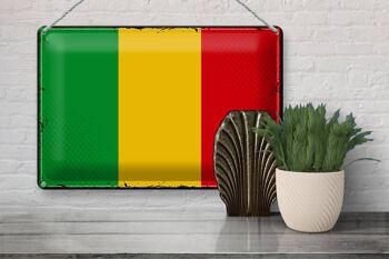 Signe en étain drapeau du Mali 30x20cm, drapeau rétro du Mali 3