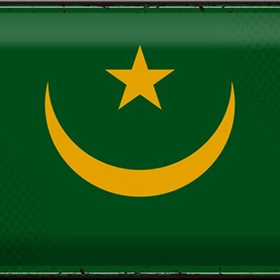 Bandera de cartel de hojalata, Bandera Retro de Mauritania, 30x20cm