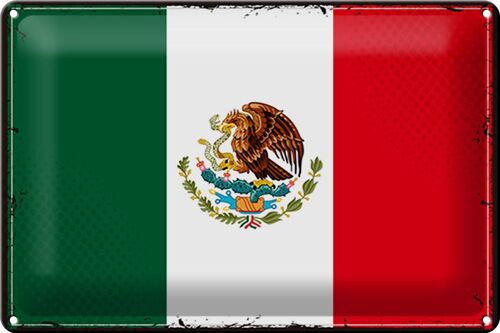 Blechschild Flagge Mexiko 30x20cm Retro Flag of Mexico