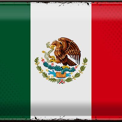 Targa in metallo Bandiera Messico 30x20 cm Bandiera retrò del Messico