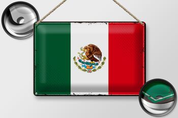 Drapeau en étain du mexique, 30x20cm, drapeau rétro du mexique 2