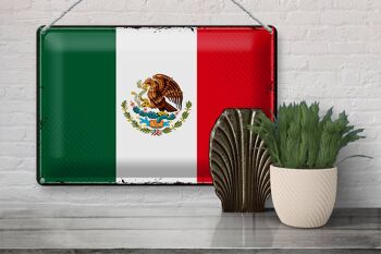 Drapeau en étain du mexique, 30x20cm, drapeau rétro du mexique 3
