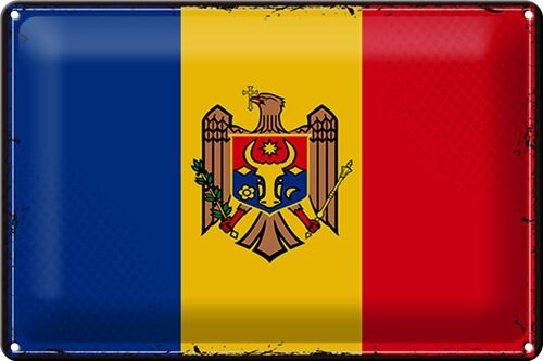 Blechschild Flagge Moldau 30x20cm Retro Flag of Moldova