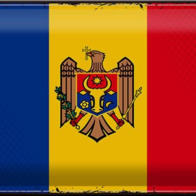 Cartel de chapa Bandera de Moldavia 30x20cm Bandera Retro de Moldavia