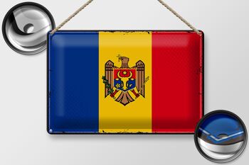 Drapeau de la Moldavie en étain, 30x20cm, drapeau rétro de la Moldavie 2