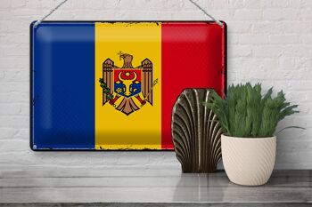 Drapeau de la Moldavie en étain, 30x20cm, drapeau rétro de la Moldavie 3