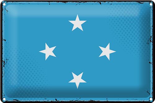 Blechschild Flagge Mikronesien 30x20cm Micronesia Retro