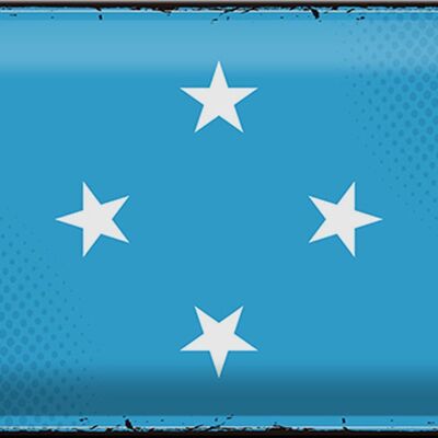 Blechschild Flagge Mikronesien 30x20cm Micronesia Retro