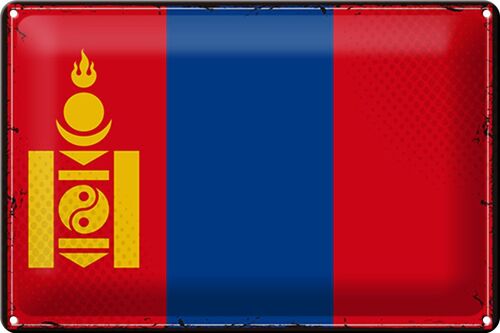 Blechschild Flagge Mongolei 30x20cm Retro Flag of Mongolia