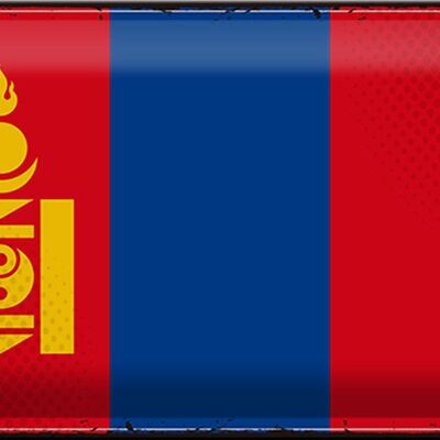 Blechschild Flagge Mongolei 30x20cm Retro Flag of Mongolia