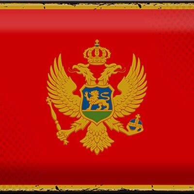 Cartel de chapa Bandera de Montenegro 30x20cm Bandera Retro de Montenegro