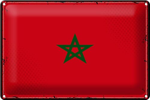 Blechschild Flagge Marokko 30x20cm Retro Flag of Morocco