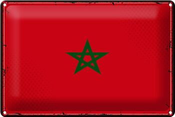 Panneau métallique drapeau maroc 30x20cm, drapeau rétro du maroc 1