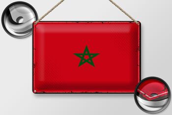 Panneau métallique drapeau maroc 30x20cm, drapeau rétro du maroc 2