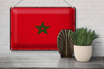 Panneau métallique drapeau maroc 30x20cm, drapeau rétro du maroc 3