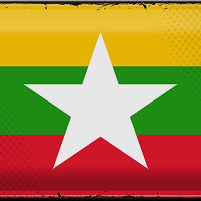 Targa in metallo Bandiera del Myanmar 30x20 cm Bandiera retrò del Myanmar