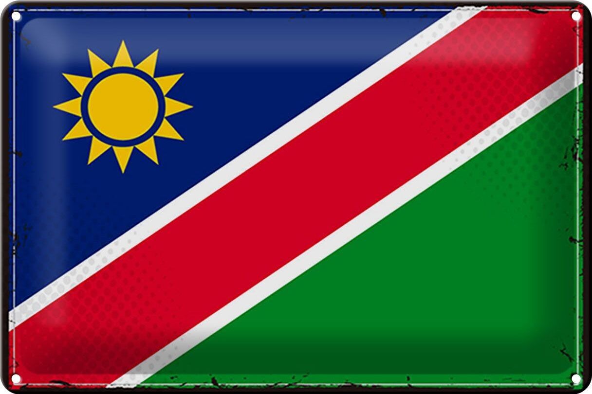 Targa in metallo Bandiera Namibia 30x20 cm Bandiera retrò della Namibia