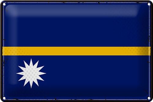 Blechschild Flagge Nauru 30x20cm Retro Flag of Nauru