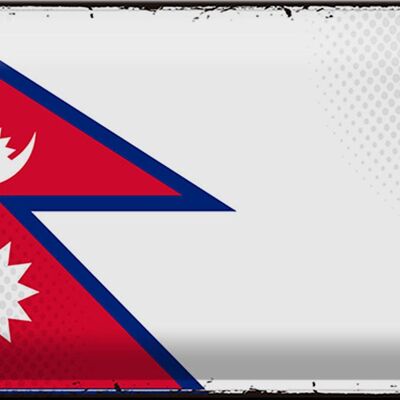 Drapeau en étain du Népal, 30x20cm, drapeau rétro du Népal
