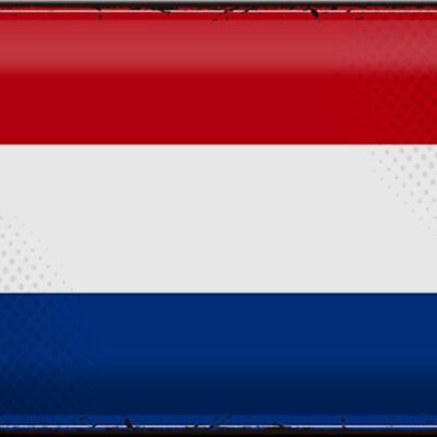 Cartel de chapa con bandera de Países Bajos, 30x20cm, Retro, Países Bajos