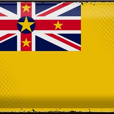 Signe en étain drapeau Niue 30x20cm drapeau rétro de Niue
