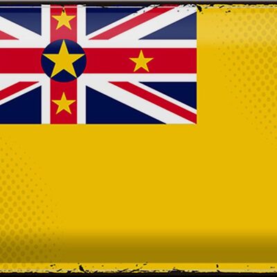 Blechschild Flagge Niue 30x20cm Retro Flag of Niue