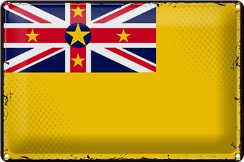 Signe en étain drapeau Niue 30x20cm drapeau rétro de Niue 1