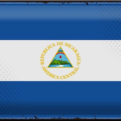 Cartel de chapa Bandera de Nicaragua 30x20cm Bandera Retro Nicaragua