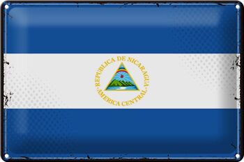 Signe en étain drapeau Nicaragua 30x20cm drapeau rétro Nicaragua 1