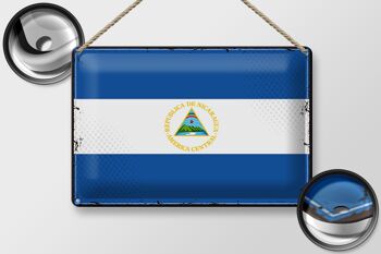 Signe en étain drapeau Nicaragua 30x20cm drapeau rétro Nicaragua 2