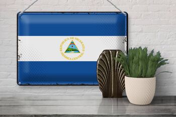 Signe en étain drapeau Nicaragua 30x20cm drapeau rétro Nicaragua 3