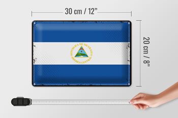 Signe en étain drapeau Nicaragua 30x20cm drapeau rétro Nicaragua 4