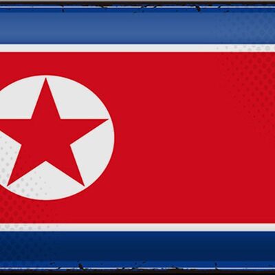 Cartel de chapa con bandera de Corea del Norte, 30x20cm, Retro, Corea del Norte