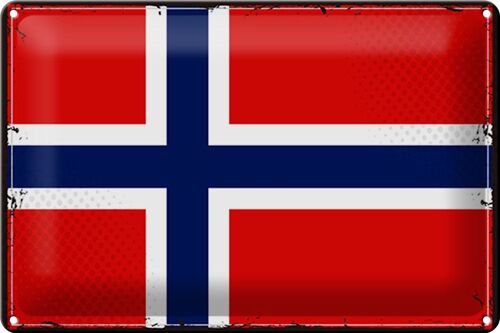 Blechschild Flagge Norwegen 30x20cm Retro Flag Norway