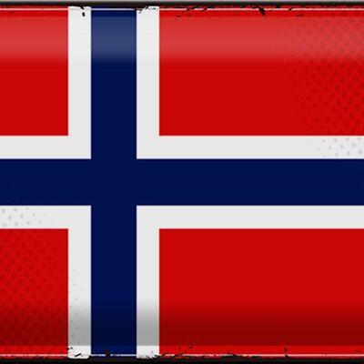 Targa in metallo Bandiera Norvegia 30x20 cm Bandiera retrò Norvegia