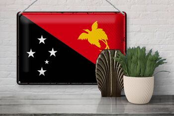 Signe en étain drapeau papouasie-nouvelle-guinée, 30x20cm, rétro, nouvelle-guinée 3
