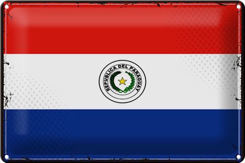 Blechschild Flagge Paraguay 30x20cm Retro Flag of Paraguay