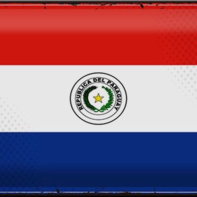 Cartel de chapa Bandera de Paraguay 30x20cm Bandera Retro de Paraguay