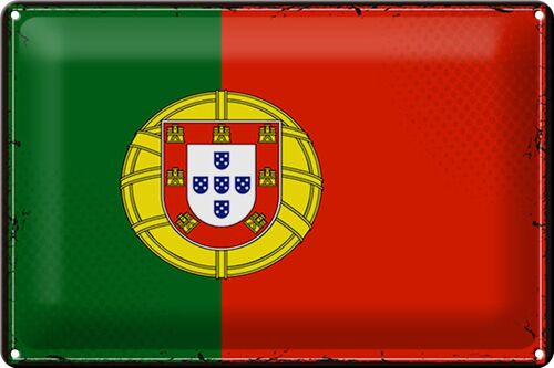 Blechschild Flagge Portugal 30x20cm Retro Flag of Portugal