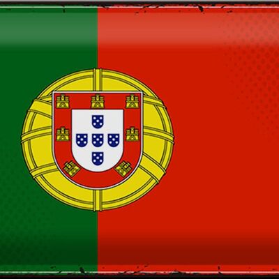 Cartel de chapa Bandera de Portugal 30x20cm Bandera Retro de Portugal